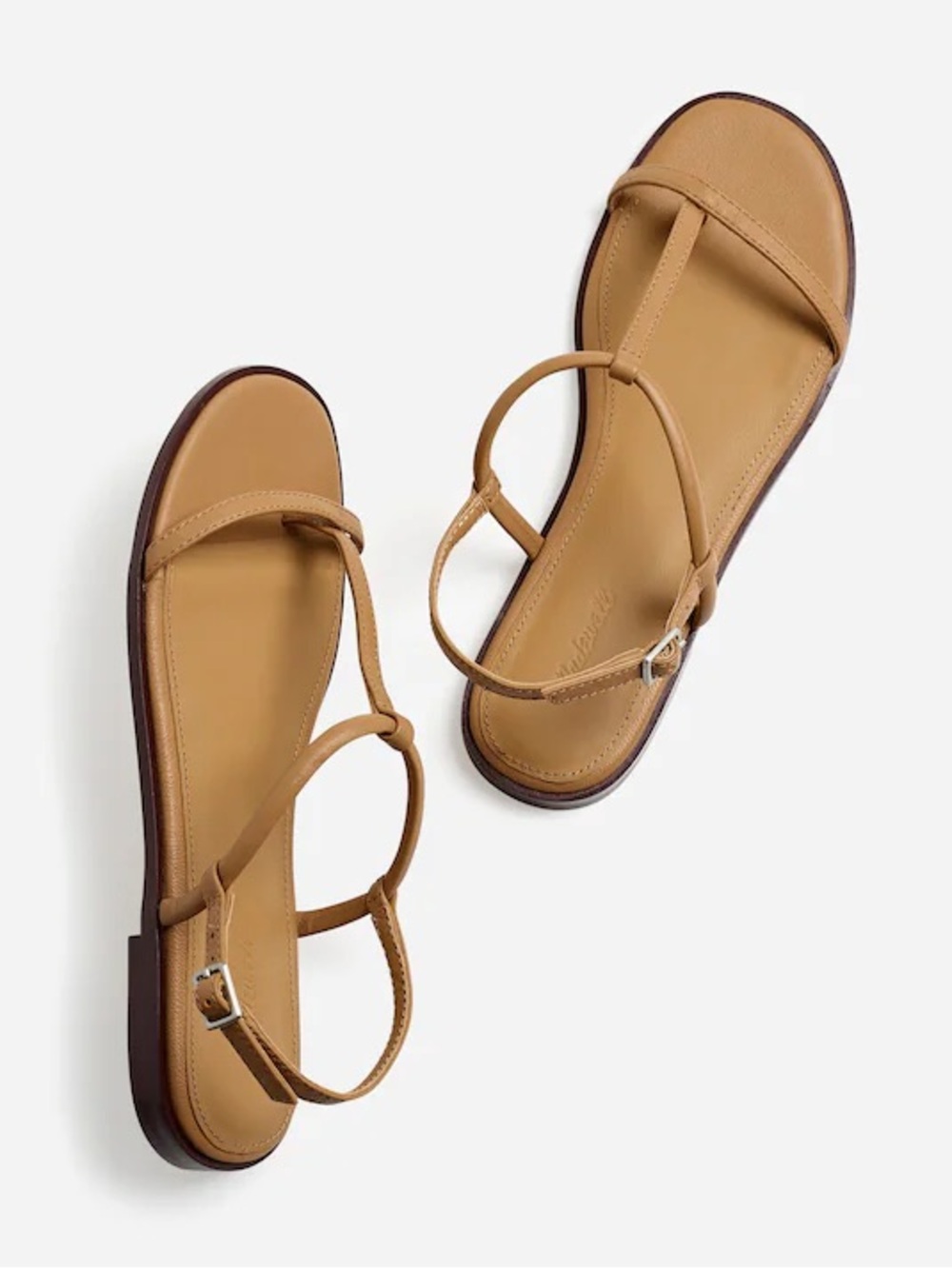 MADEWELL The Bev T-Strap Thong Sandal Amber Brown-Size 7.5